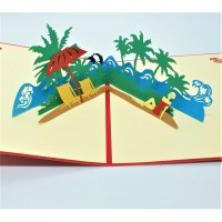 Handmade 3D Pop Up Card Tropical Island Beach Holiday,happy Birthday,wedding Anniversary,valentine's Day,father's Day,mother's Day,outdoor Invitation